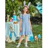 Arshiner Girls Tie Back Short Sleeve Ruffle Hem Off Shoulder Casual Elegant Dresses(Clear Blue)