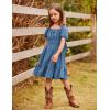 Arshiner Girls Tie Back Short Sleeve Ruffle Hem Off Shoulder Casual Elegant Dresses(Dark Blue)