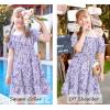 Arshiner Girls Tie Back Short Sleeve Ruffle Hem Off Shoulder Casual Elegant Dresses(Floral Lavender)