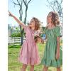 Arshiner Girls Tie Back Short Sleeve Ruffle Hem Off Shoulder Casual Elegant Dresses(Light Green)