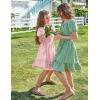 Arshiner Girls Tie Back Short Sleeve Ruffle Hem Off Shoulder Casual Elegant Dresses(Light Pink)