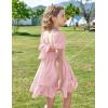 Arshiner Girls Tie Back Short Sleeve Ruffle Hem Off Shoulder Casual Elegant Dresses(Light Pink)