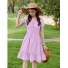 Arshiner Girls Tie Back Short Sleeve Ruffle Hem Off Shoulder Casual Elegant Dresses(Lilac)