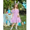 Arshiner Girls Tie Back Short Sleeve Ruffle Hem Off Shoulder Casual Elegant Dresses(Lilac)