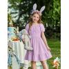 Arshiner Girls Tie Back Short Sleeve Ruffle Hem Off Shoulder Casual Elegant Dresses(Lilac)