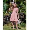 Arshiner Girls Tie Back Short Sleeve Ruffle Hem Off Shoulder Casual Elegant Dresses(Pink)