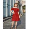 Arshiner Girls Tie Back Short Sleeve Ruffle Hem Off Shoulder Casual Elegant Dresses(Red)