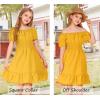 Arshiner Girls Tie Back Short Sleeve Ruffle Hem Off Shoulder Casual Elegant Dresses(Yellow)