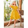 Arshiner Girls Tie Back Short Sleeve Ruffle Hem Off Shoulder Casual Elegant Dresses(Yellow)