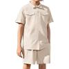 Arshiner Boys’ Woven Shorts Set Academic Style Button Down Shirt and Denim Shorts Outfits Casual yet Dressy Clothes(Beige)