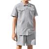Arshiner Boys’ Woven Shorts Set Academic Style Button Down Shirt and Denim Shorts Outfits Casual yet Dressy Clothes(Light Grey)