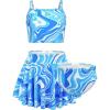 Arshiner Girls 3 Piece Swimsuit for Teen Girl Tankini Swimsuits Bathing Suit Beach Bikini Swimwear with Skirt(Blue – Fluid)