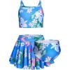 Arshiner Girls 3 Piece Swimsuit for Teen Girl Tankini Swimsuits Bathing Suit Beach Bikini Swimwear with Skirt(Blue)