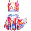 Arshiner Girls 3 Piece Swimsuit for Teen Girl Tankini Swimsuits Bathing Suit Beach Bikini Swimwear with Skirt(Colorful – Painting)