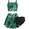 Arshiner Girls 3 Piece Swimsuit for Teen Girl Tankini Swimsuits Bathing Suit Beach Bikini Swimwear with Skirt(Green – Leaf)