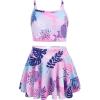 Arshiner Girls 3 Piece Swimsuit for Teen Girl Tankini Swimsuits Bathing Suit Beach Bikini Swimwear with Skirt(Pink-hawaii)