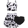Arshiner Girls 3 Piece Swimsuit for Teen Girl Tankini Swimsuits Bathing Suit Beach Bikini Swimwear with Skirt(White-black)