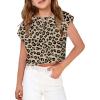 Arshiner Girls Shirt Crop Tops Short Sleeve Summer Drop Shoulder Batwing Sleeve Crewneck Loose T Shirt Tee(Leopard Print)
