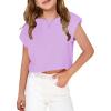 Arshiner Girls Shirt Crop Tops Short Sleeve Summer Drop Shoulder Batwing Sleeve Crewneck Loose T Shirt Tee(Purple)