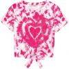 Arshiner Girls Short Sleeve Shirts Tie Knot Front Tops T Shirts for Kids Crewneck Cute Casual Tie Dye Tee Blouse(Tie Dye Heart)