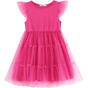 Arshiner Toddler Tutu Dress Girls Rainbow Tulle Dresses Ruffle Tiered Swing Twirly Summer Sundress Size 2-6(Hot Pink)
