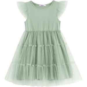 Arshiner Toddler Tutu Dress Girls Rainbow Tulle Dresses Ruffle Tiered Swing Twirly Summer Sundress Size 2-6(Sage Green)