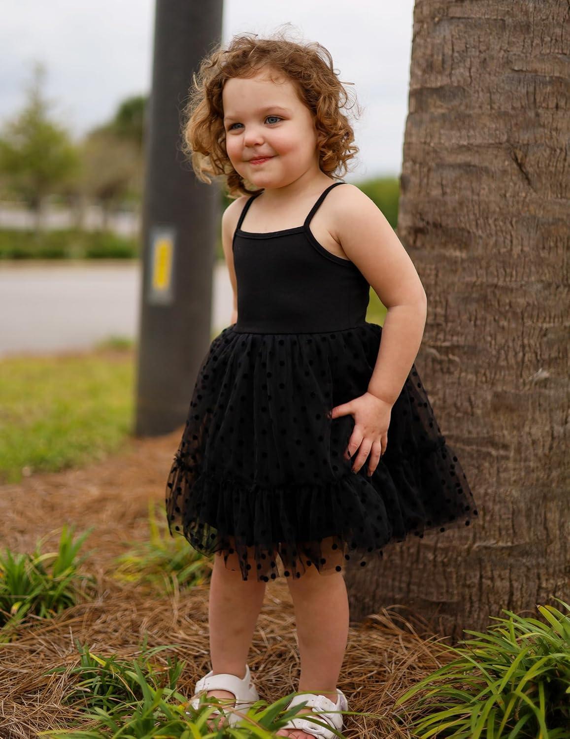 image:imageArshiner Toddler Girls Tulle Dress Tutu Birthday Princess Dresses Formal Photoshoot Outfit Summer ClothesBlack Dot Tulle