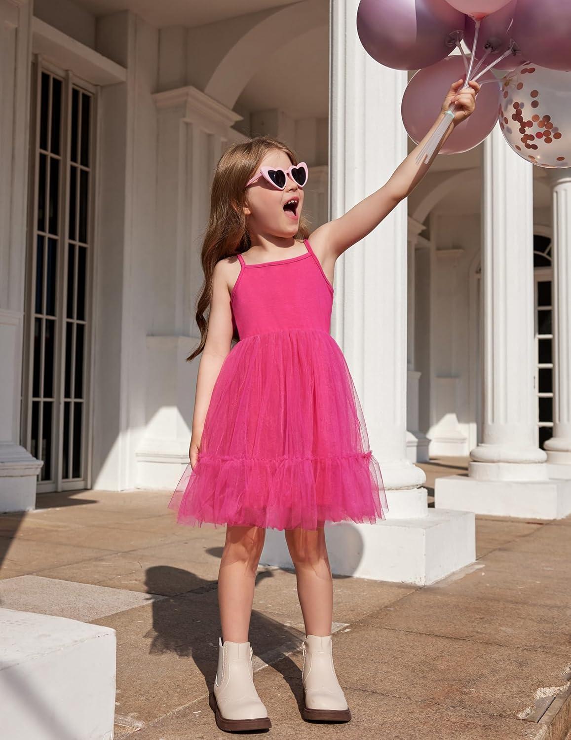 image:imageArshiner Toddler Girls Tulle Dress Tutu Birthday Princess Dresses Formal Photoshoot Outfit Summer ClothesDeep Pink