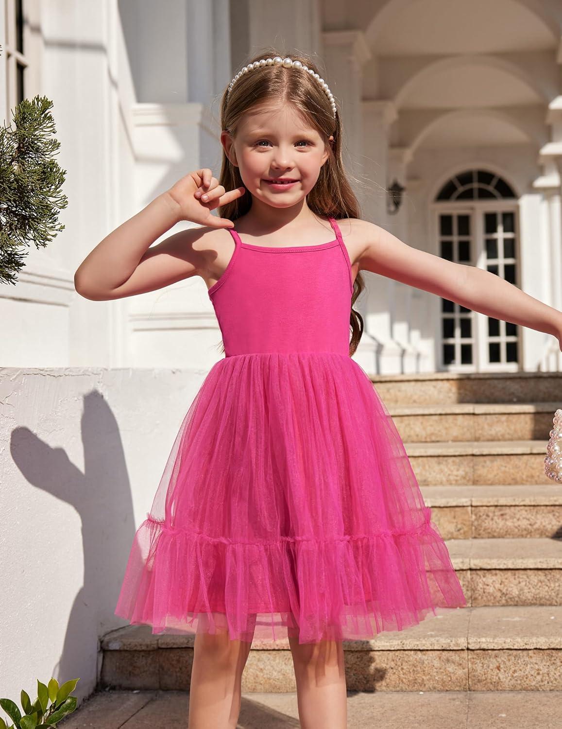 image:imageArshiner Toddler Girls Tulle Dress Tutu Birthday Princess Dresses Formal Photoshoot Outfit Summer ClothesDeep Pink