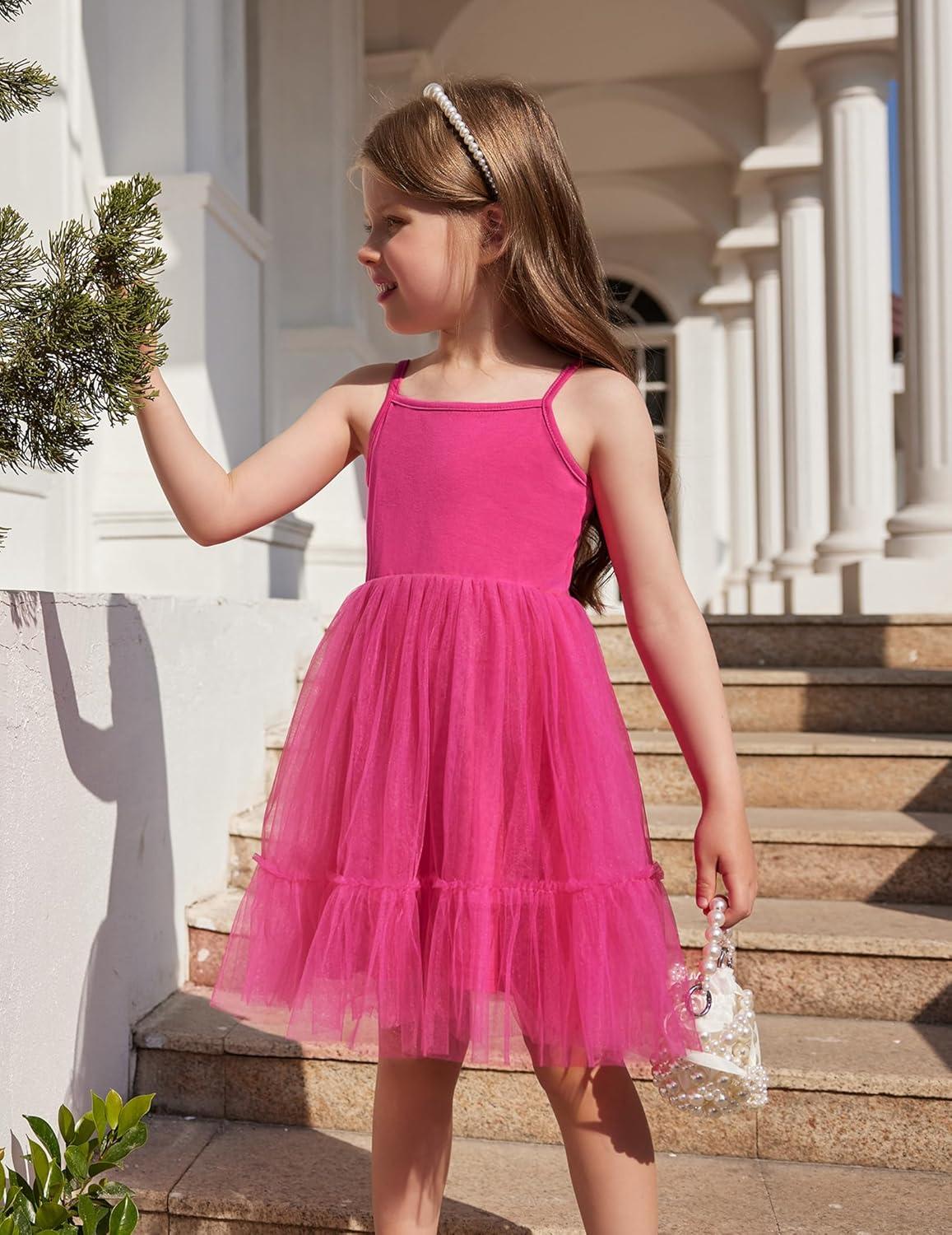 image:imageArshiner Toddler Girls Tulle Dress Tutu Birthday Princess Dresses Formal Photoshoot Outfit Summer ClothesDeep Pink