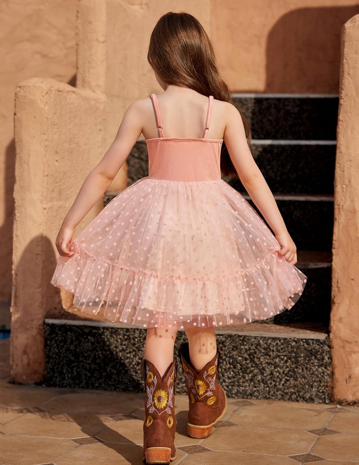 image:imageArshiner Toddler Girls Tulle Dress Tutu Birthday Princess Dresses Formal Photoshoot Outfit Summer ClothesDusty Pink Dot Tulle