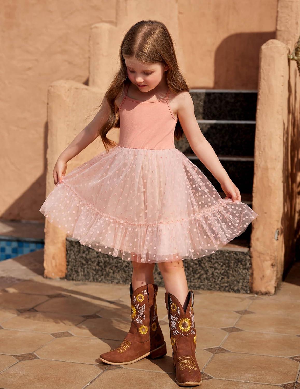 image:imageArshiner Toddler Girls Tulle Dress Tutu Birthday Princess Dresses Formal Photoshoot Outfit Summer ClothesDusty Pink Dot Tulle