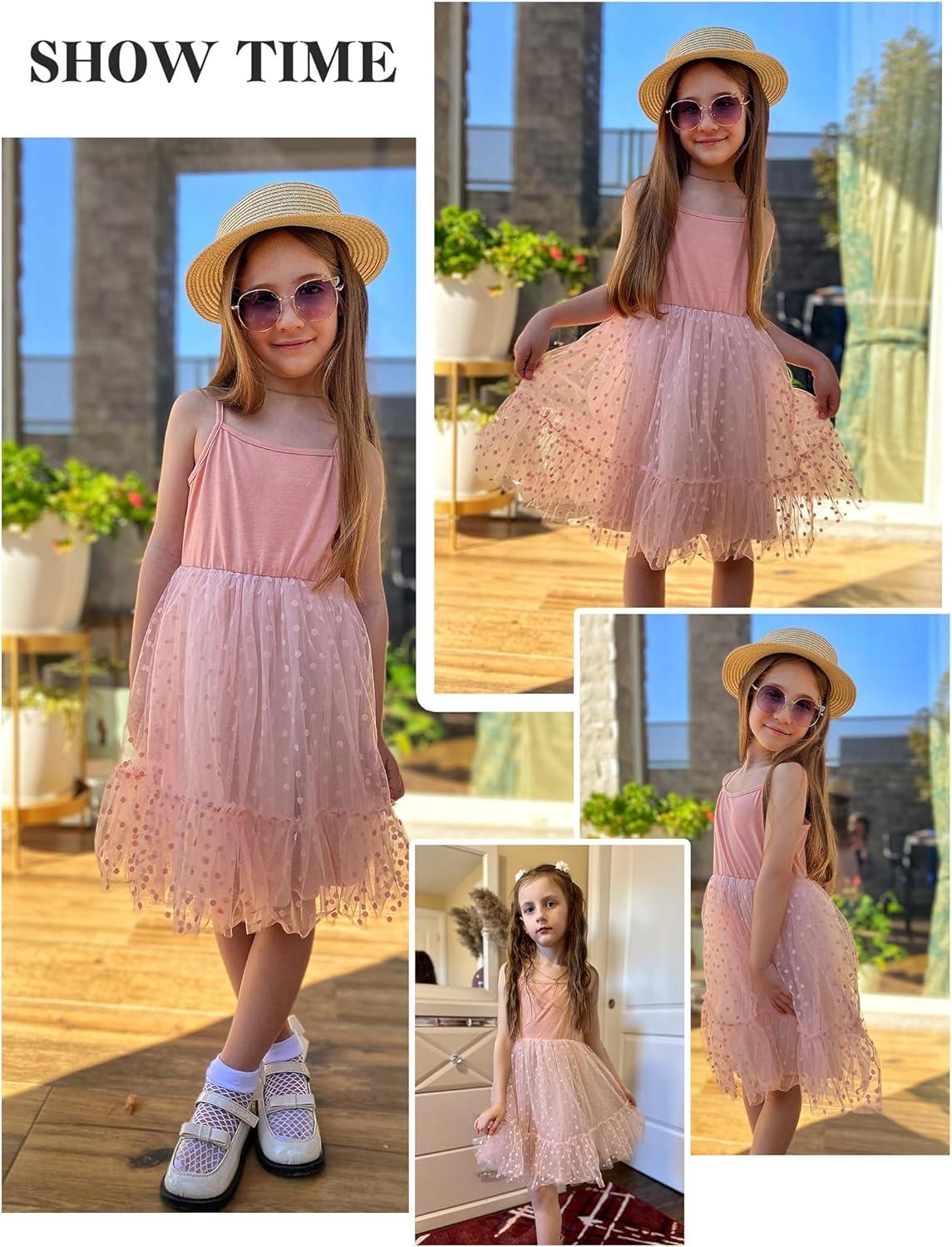 image:imageArshiner Toddler Girls Tulle Dress Tutu Birthday Princess Dresses Formal Photoshoot Outfit Summer ClothesDusty Pink Dot Tulle
