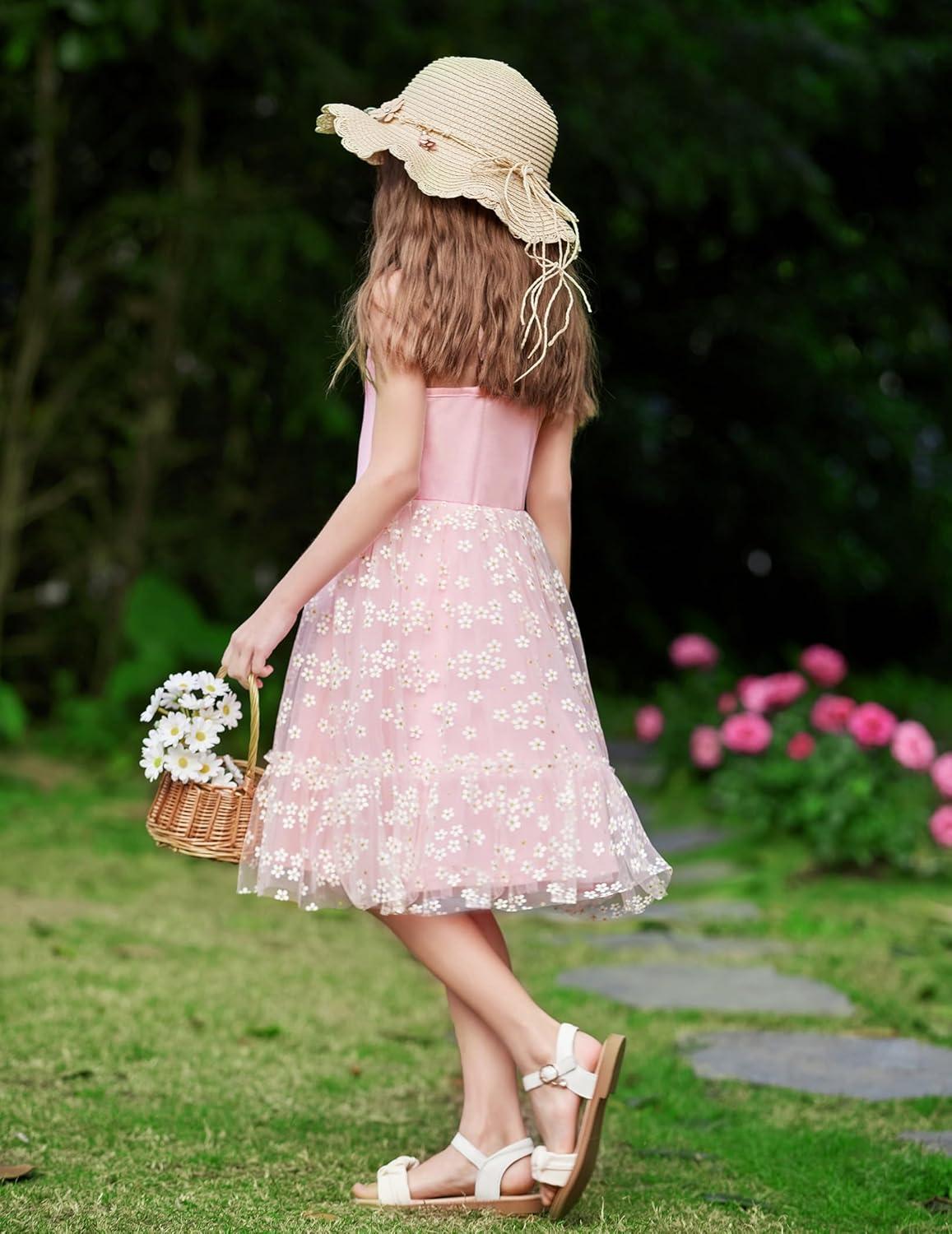 image:imageArshiner Toddler Girls Tulle Dress Tutu Birthday Princess Dresses Formal Photoshoot Outfit Summer ClothesPink Daisy Tulle