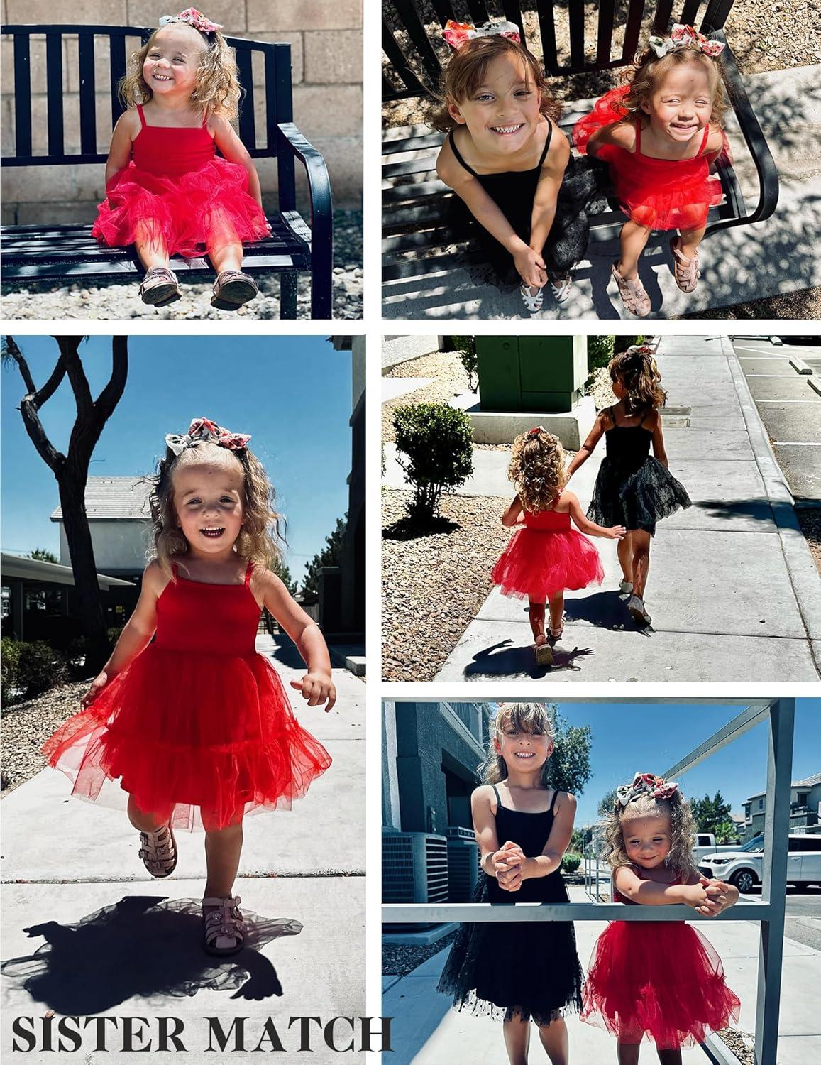 image:imageArshiner Toddler Girls Tulle Dress Tutu Birthday Princess Dresses Formal Photoshoot Outfit Summer ClothesRed