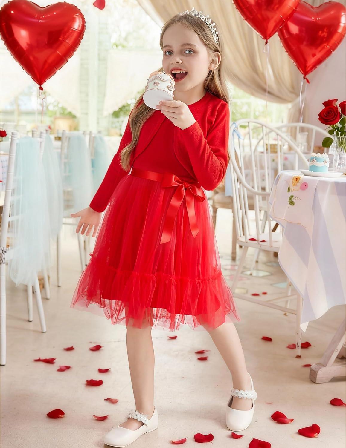 image:imageArshiner Toddler Girls Tulle Dress Tutu Birthday Princess Dresses Formal Photoshoot Outfit Summer ClothesRed