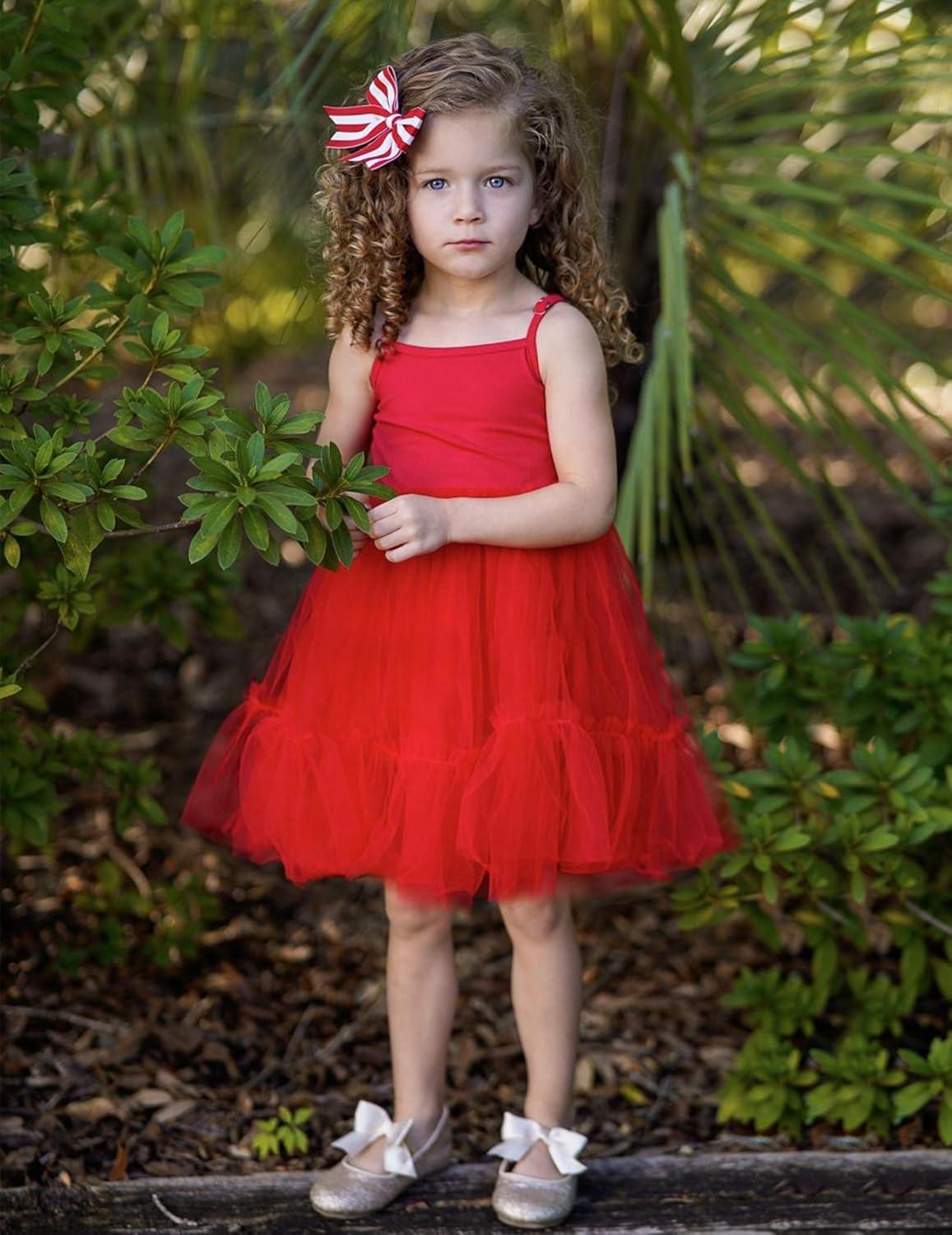 image:imageArshiner Toddler Girls Tulle Dress Tutu Birthday Princess Dresses Formal Photoshoot Outfit Summer ClothesRed