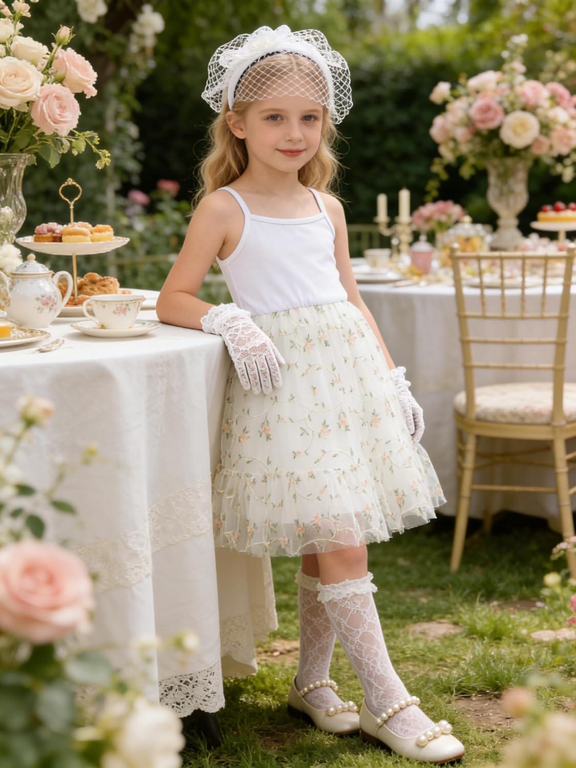 image:imageArshiner Toddler Girls Tulle Dress Tutu Birthday Princess Dresses Formal Photoshoot Outfit Summer ClothesWhite Vine Tulle