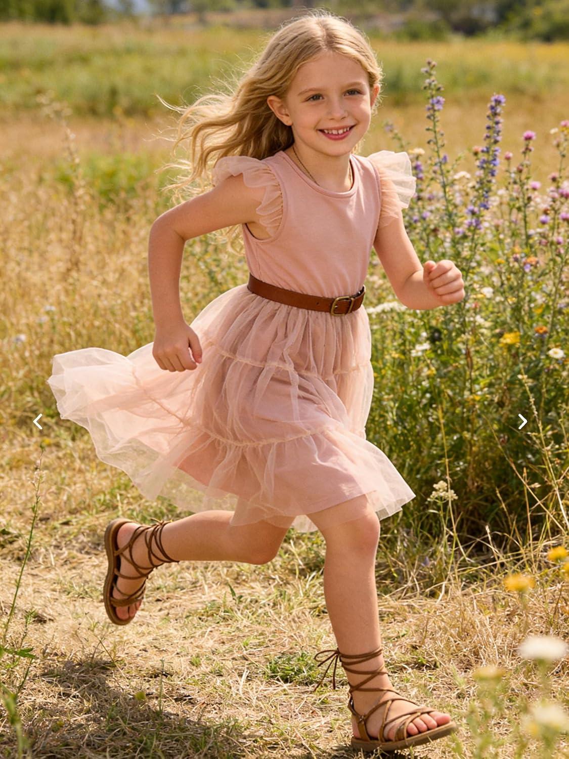 image:imageArshiner Toddler Tutu Dress Girls Tulle Dresses Ruffle Tiered Swing Twirly Summer SundressDusty Rose