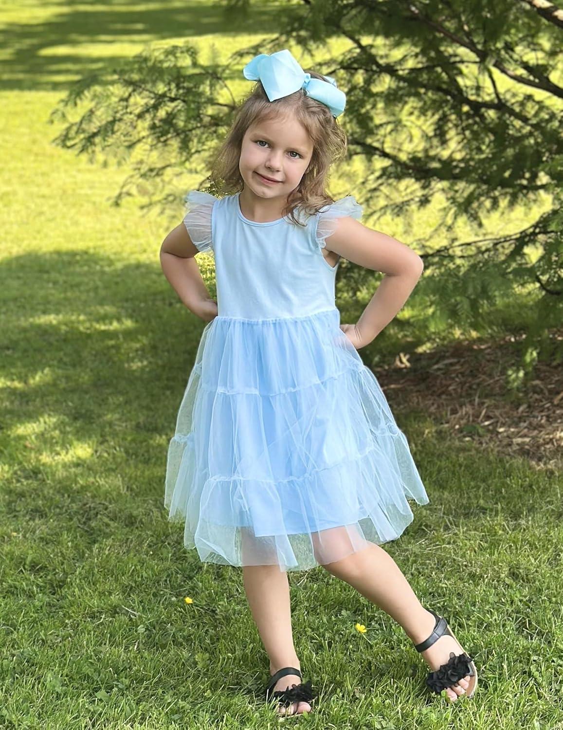 image:imageArshiner Toddler Tutu Dress Girls Tulle Dresses Ruffle Tiered Swing Twirly Summer SundressLight Blue