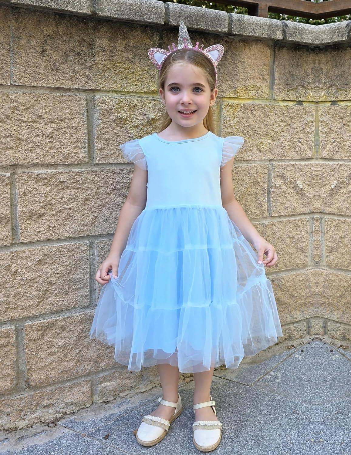 image:imageArshiner Toddler Tutu Dress Girls Tulle Dresses Ruffle Tiered Swing Twirly Summer SundressLight Blue
