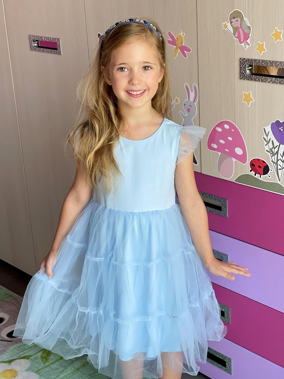 image:imageArshiner Toddler Tutu Dress Girls Tulle Dresses Ruffle Tiered Swing Twirly Summer SundressLight Blue
