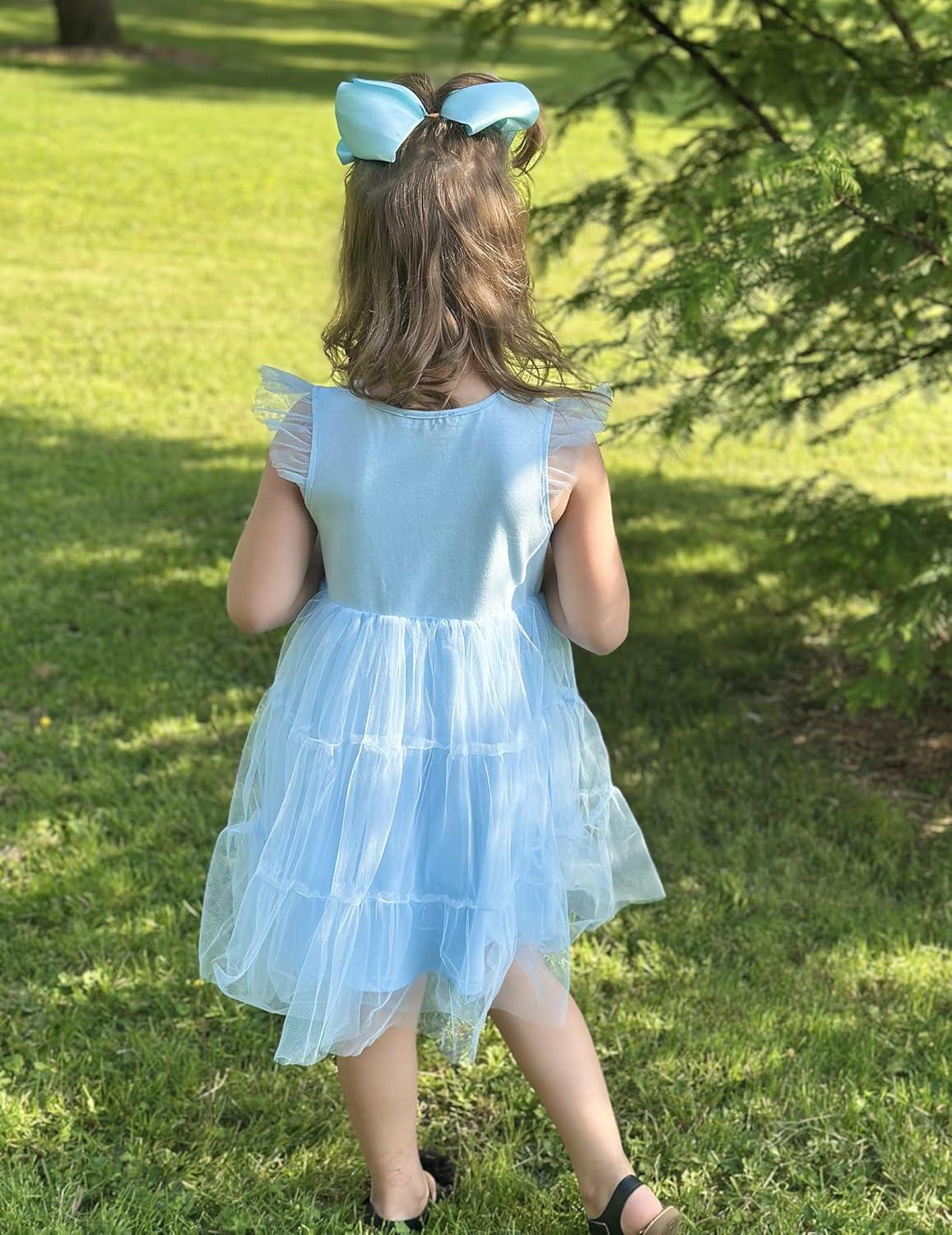image:imageArshiner Toddler Tutu Dress Girls Tulle Dresses Ruffle Tiered Swing Twirly Summer SundressLight Blue