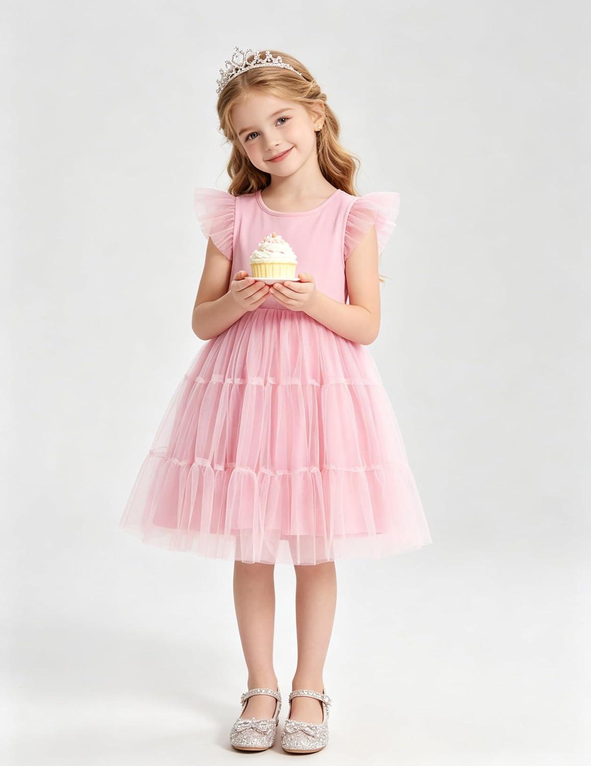 image:imageArshiner Toddler Tutu Dress Girls Tulle Dresses Ruffle Tiered Swing Twirly Summer SundressLight Pink