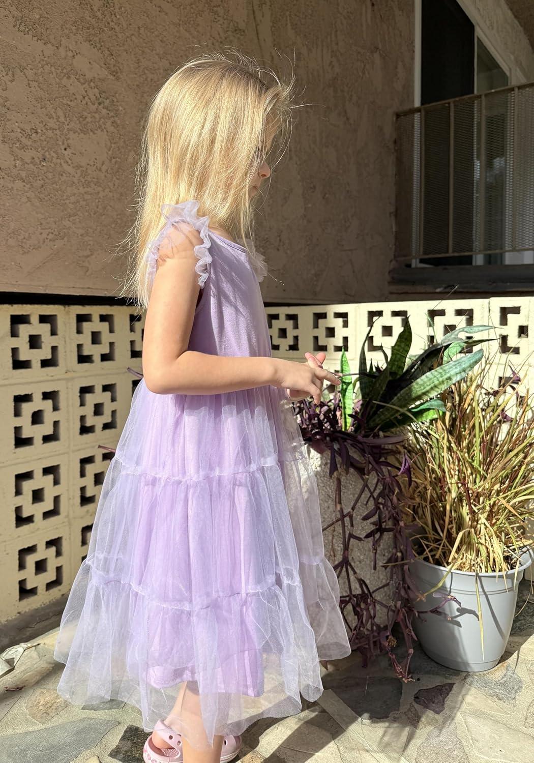 image:imageArshiner Toddler Tutu Dress Girls Tulle Dresses Ruffle Tiered Swing Twirly Summer SundressPurple