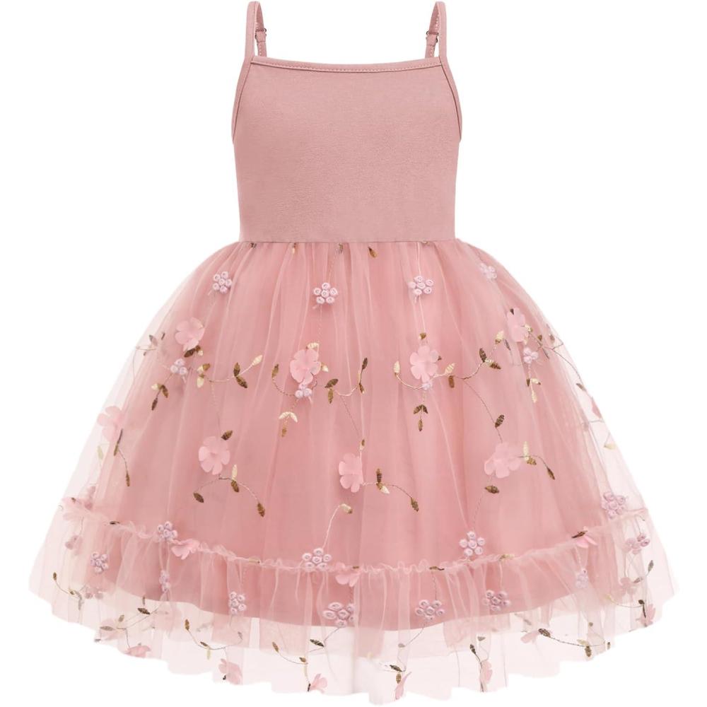 image:imageArshiner Toddler Girls Tulle Dress Tutu Birthday Princess Dresses Formal Photoshoot Outfit Summer ClothesDusty Rose Flower Tulle
