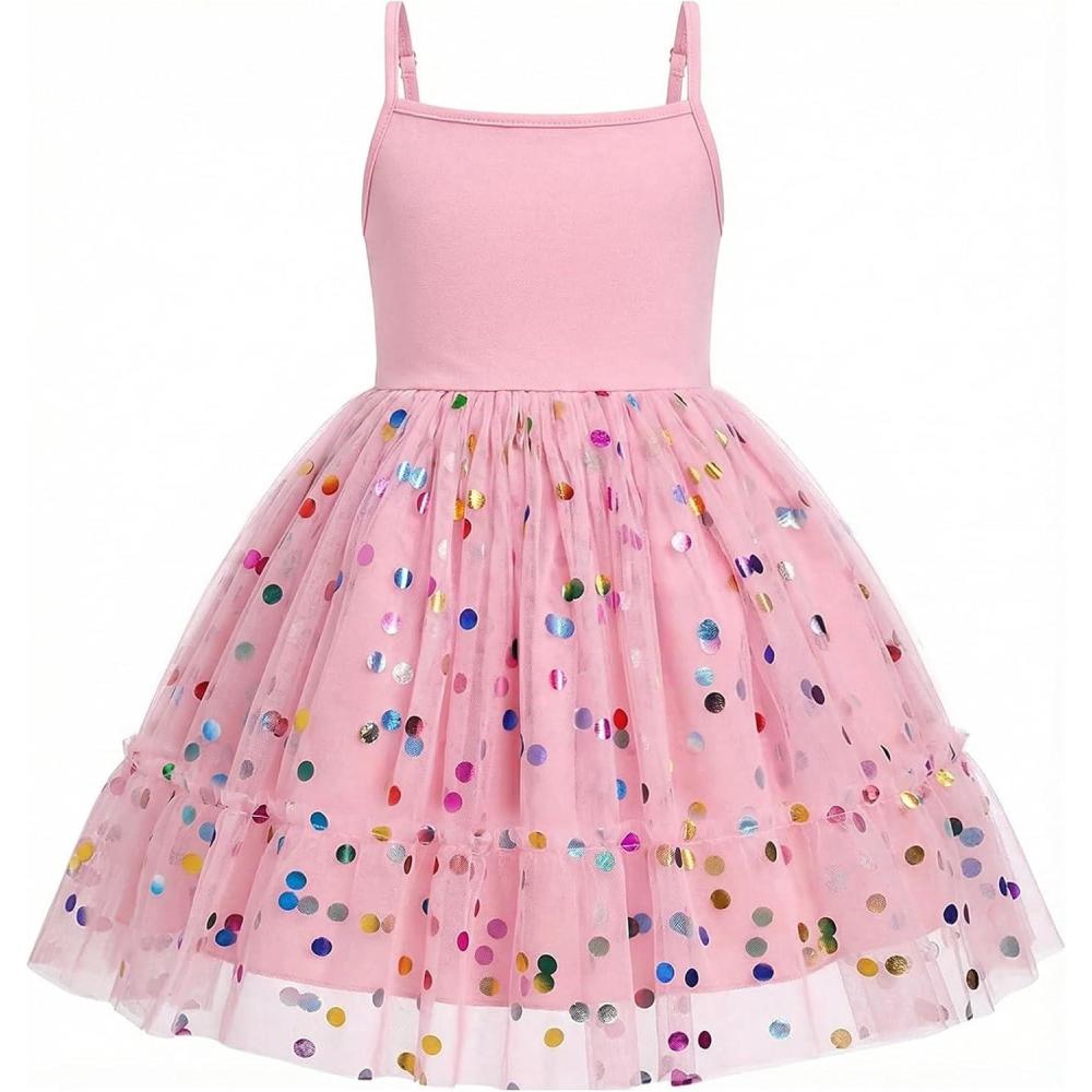 image:imageArshiner Toddler Girls Tulle Dress Tutu Birthday Princess Dresses Formal Photoshoot Outfit Summer ClothesPink Confetti Tulle