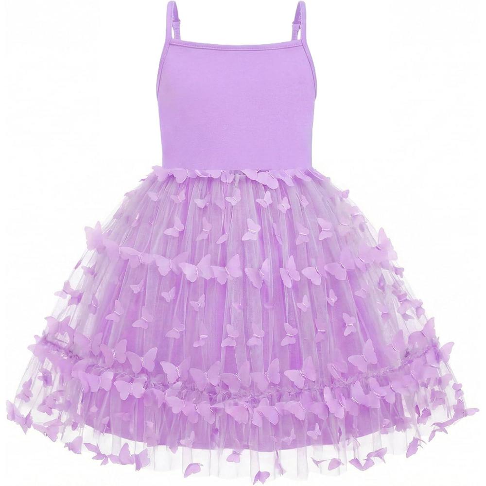 image:imageArshiner Toddler Girls Tulle Dress Tutu Birthday Princess Dresses Formal Photoshoot Outfit Summer ClothesPurple  Butterfly Tulle