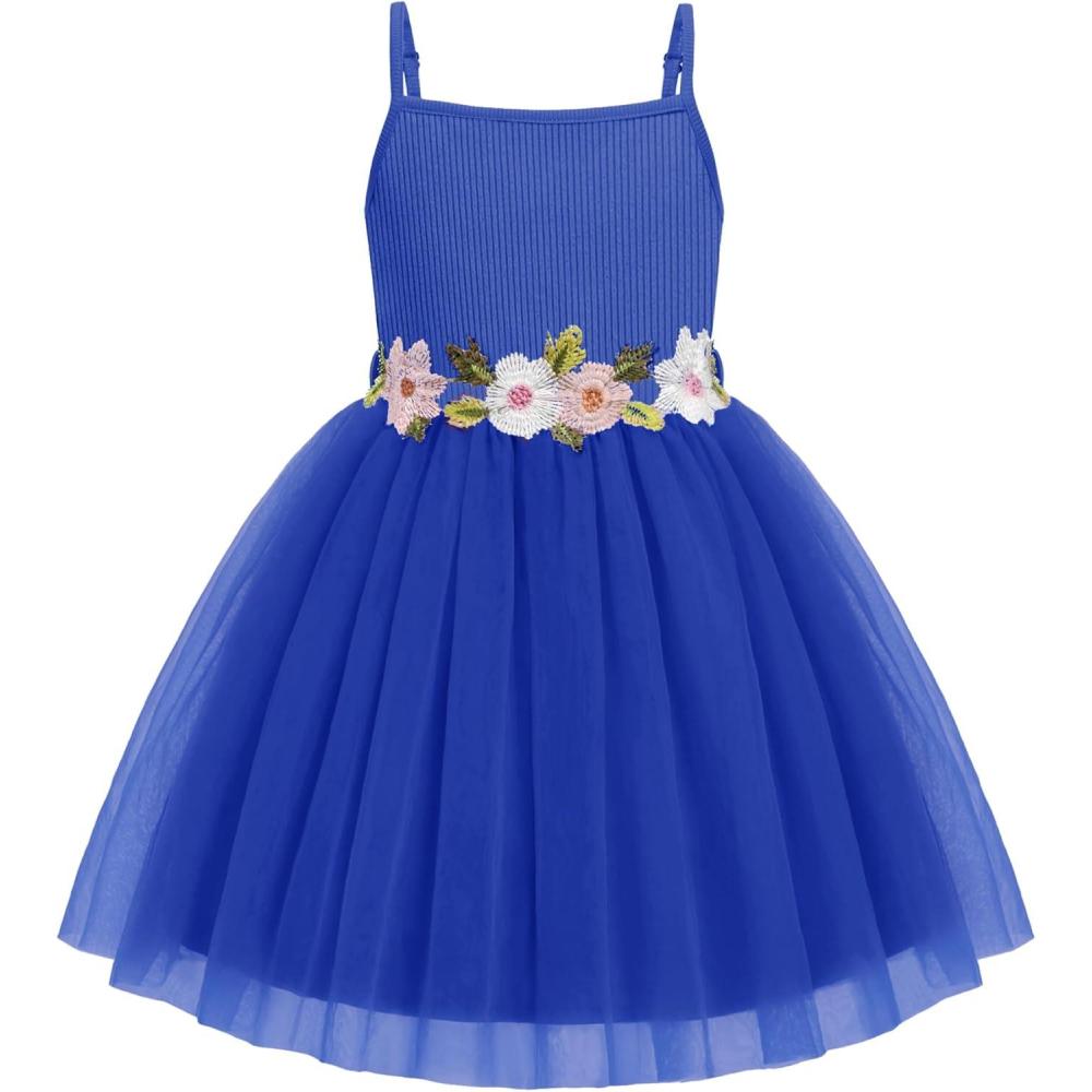 image:imageArshiner Toddler Tulle Dress Summer Spaghetti Strap Party Tutu Flower Girl Dresses with Belt 38YSky Blue