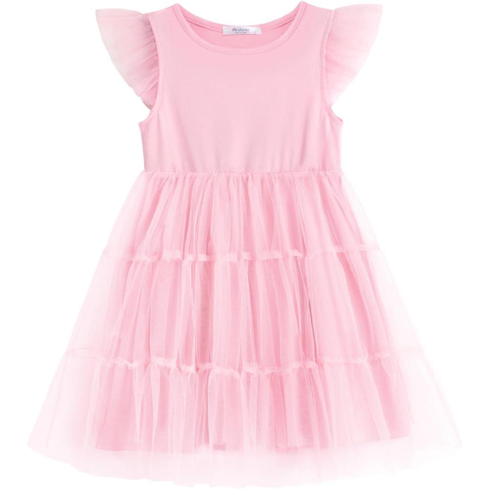image:imageArshiner Toddler Tutu Dress Girls Tulle Dresses Ruffle Tiered Swing Twirly Summer SundressLight Pink